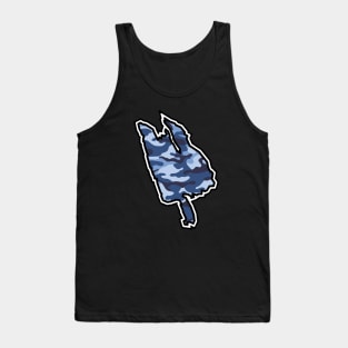 Thetis Island Silhouette in Blue Camouflage Pattern - Army Camo - Thetis Island Tank Top